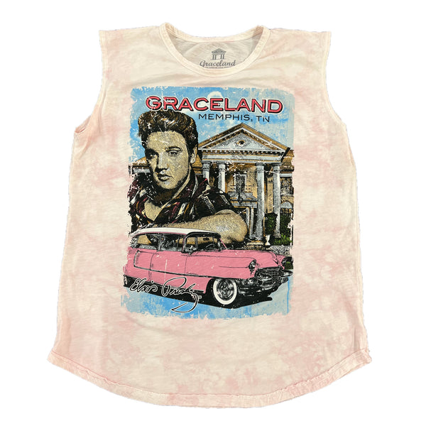 graceland Graceland Elvis Pink Car Women's Tank