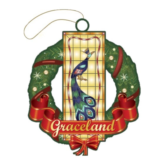 graceland Graceland Peacock Wreath Wood Ornament