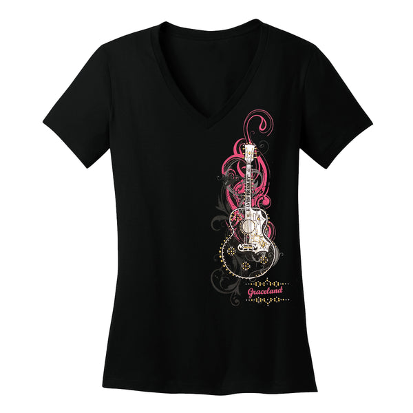 graceland Graceland Guitar Rhinestone Embellished Women's T-Shirt
