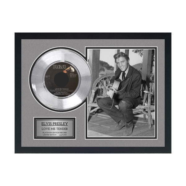 graceland Love Me Tender Platinum 45 Framed Record