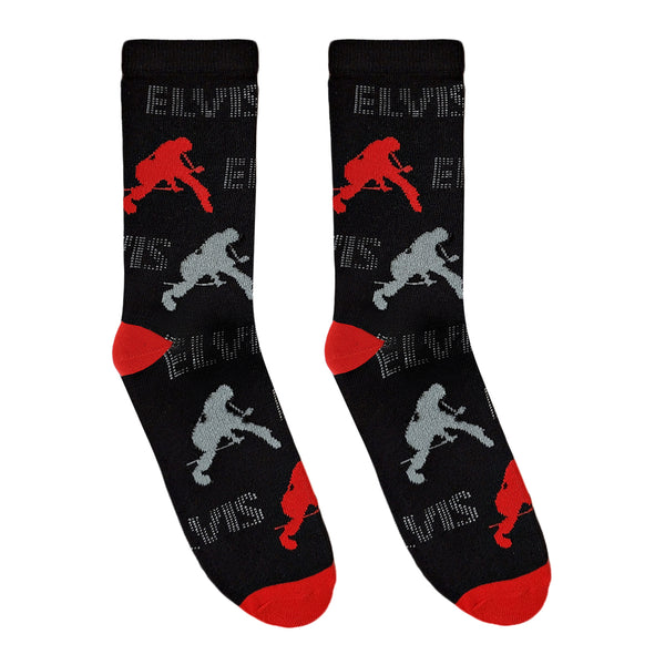graceland Repeat ELVIS Guitar Silhouette Sock
