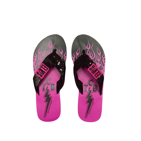 Graceland TCB Flames Sequin Flip Flops