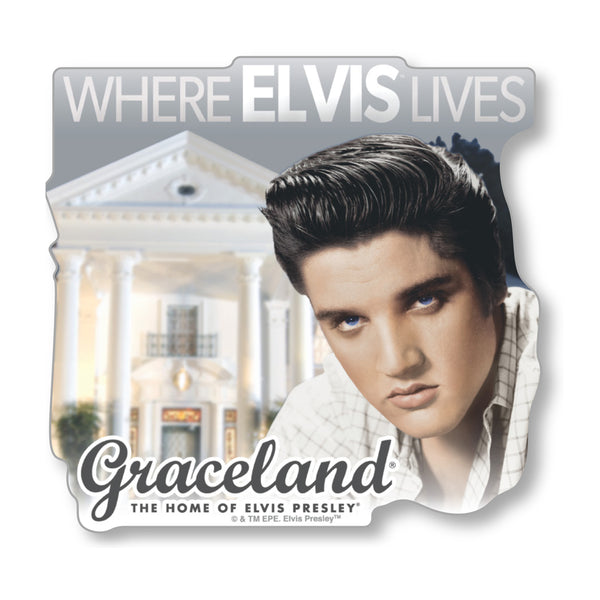 graceland Where Elvis Lives Glitter Magnet