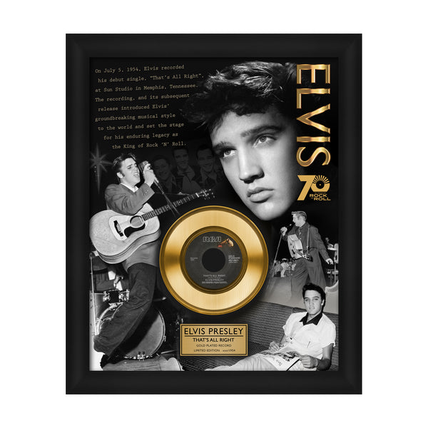 graceland Limited Edition Elvis Presley That's All Right 70th Anniversary Gold Record