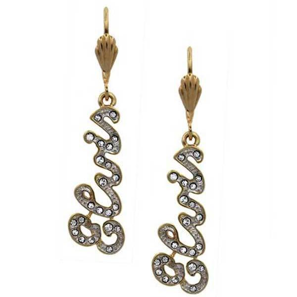 graceland Lowell Hays Gold Plated Crystal Elvis Signature Earrings