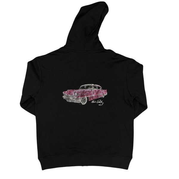 graceland Pink Classic Car Rhinestone Women's Zip Hoodie