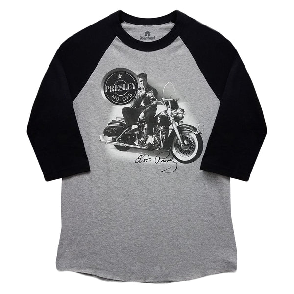 graceland Presley Motors Elvis On Motorcycle Raglan