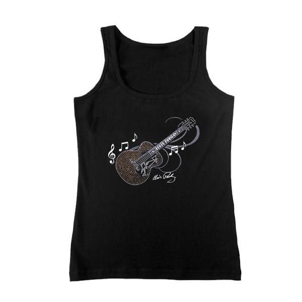 graceland Rhinestone Embellished Elvis Guitar Women's Tank Top