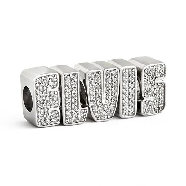 graceland Sterling Silver ELVIS Letters Crystal Bead Charm Set