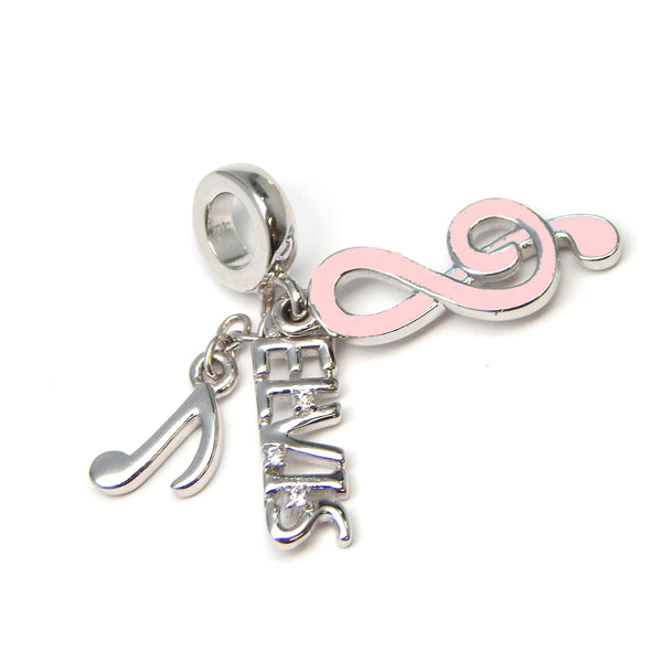 Graceland Sterling Silver ELVIS Music Notes Dangle Charm