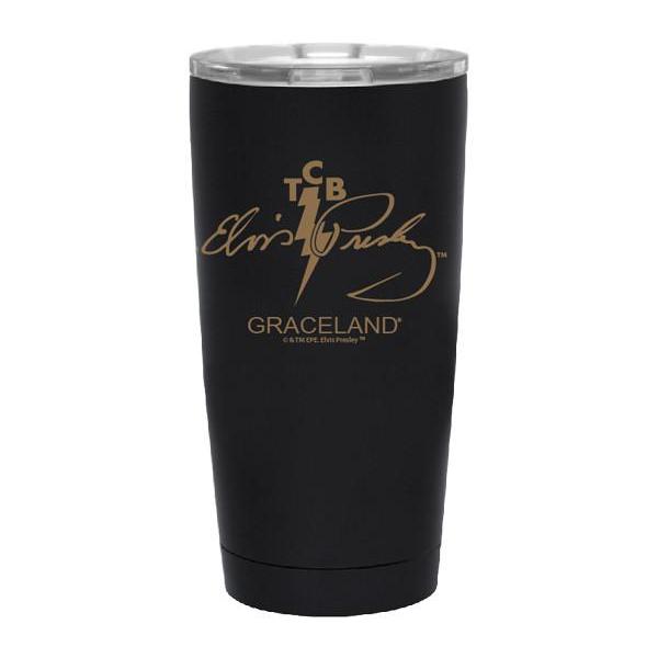 graceland TCB Elvis Presley Signature Black Matte Stainless Steel Tumbler