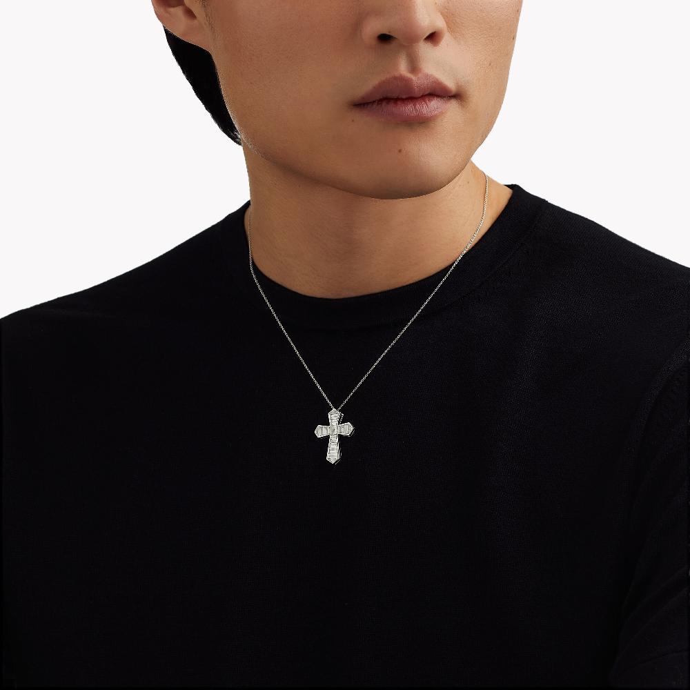 Graff Fragrances Baguette Cut Diamond Cross Pendant