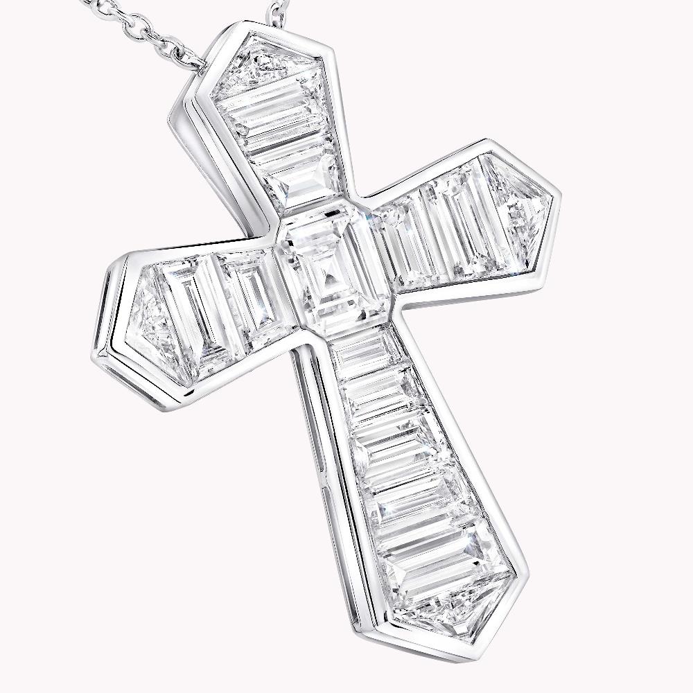Graff Fragrances Baguette Cut Diamond Cross Pendant