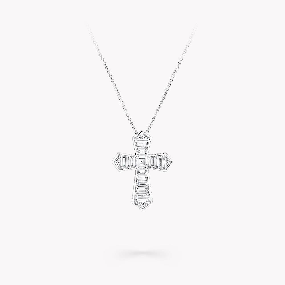 graff fragrances Baguette Cut Diamond Cross Pendant