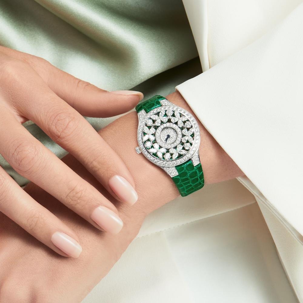 Graff Fragrances Classic Butterfly Diamond And Emerald Watch