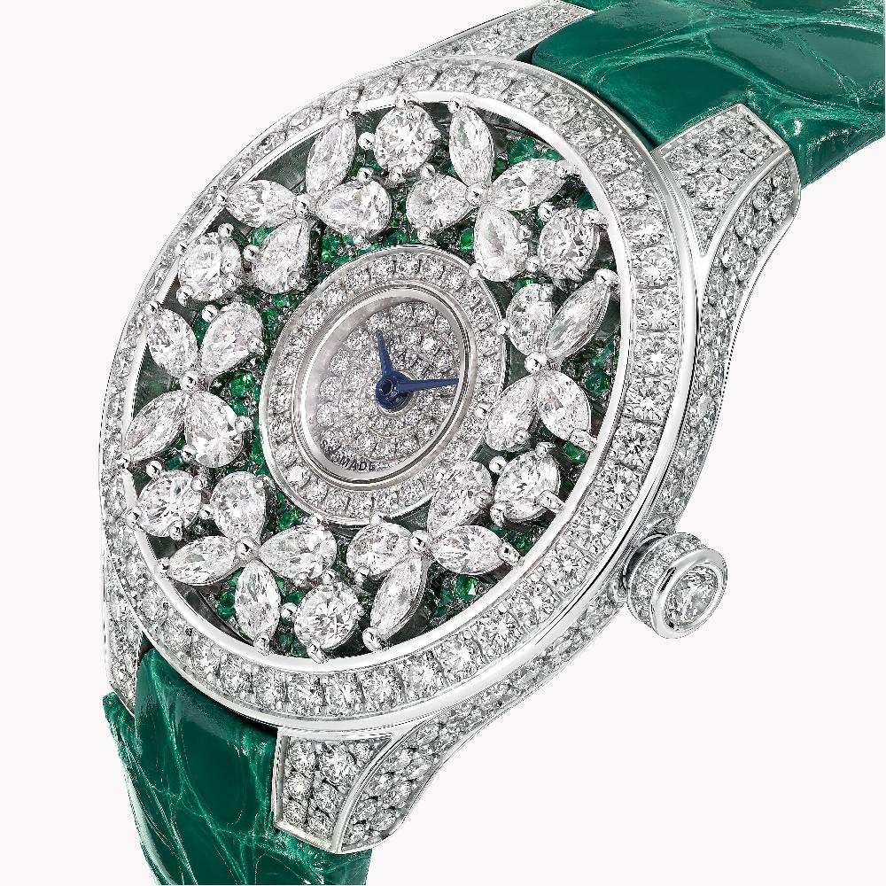 Graff Fragrances Classic Butterfly Diamond And Emerald Watch