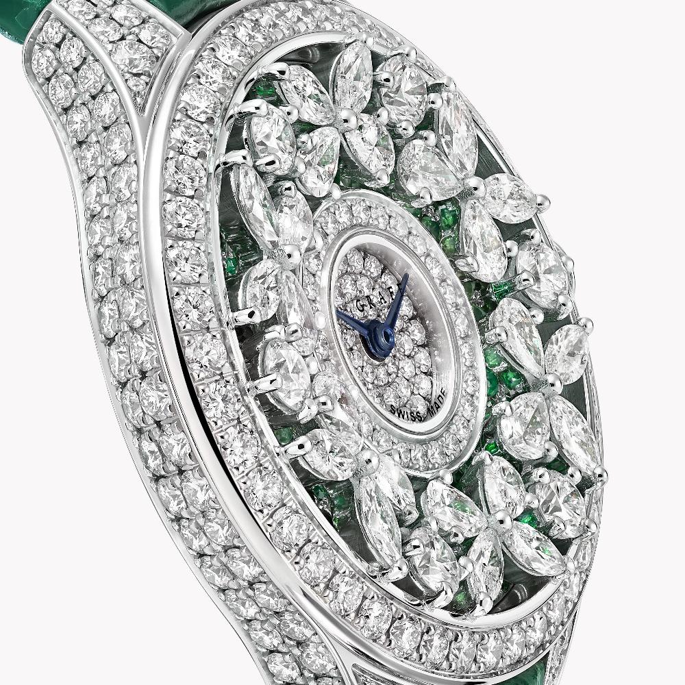 Graff Fragrances Classic Butterfly Diamond And Emerald Watch
