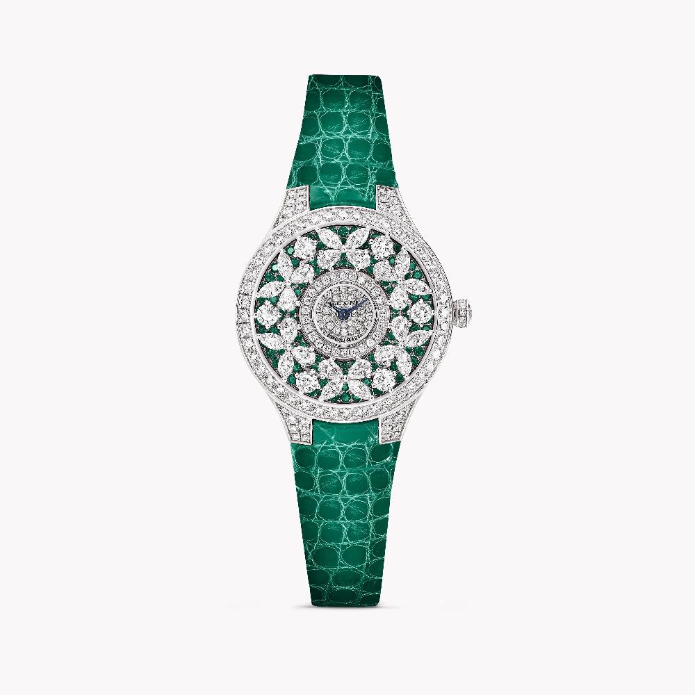 graff fragrances Classic Butterfly Diamond and Emerald Watch
