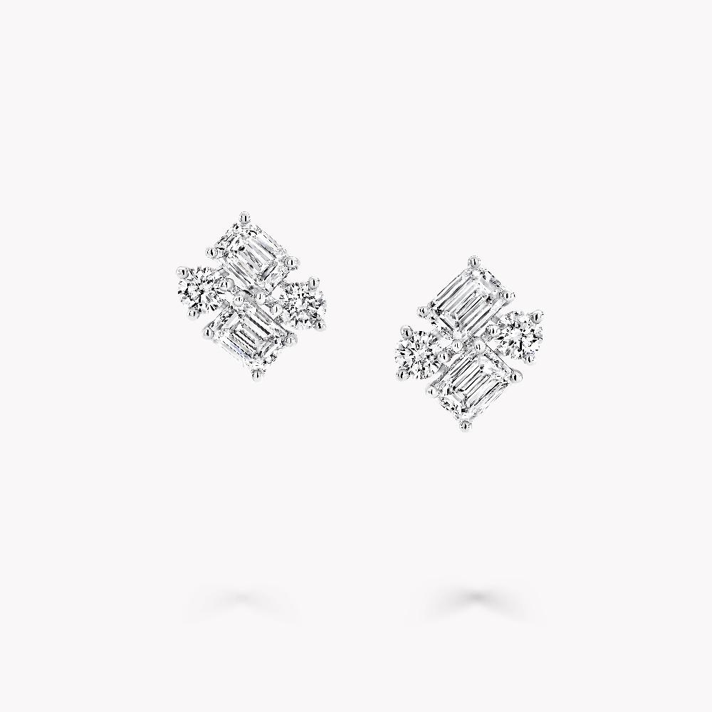 graff fragrances Emerald Cut and Round Diamond Earrings