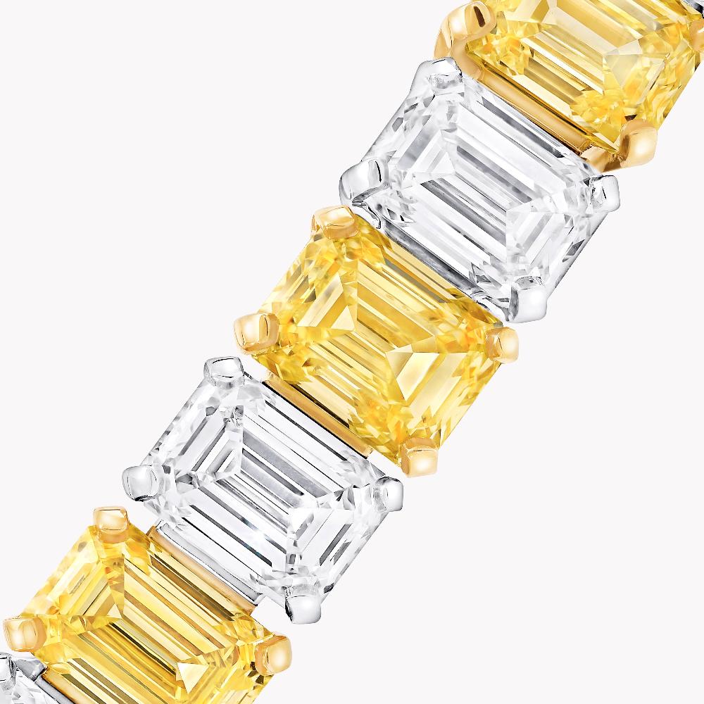 Graff Fragrances Emerald Cut Yellow And White Diamond Bracelet