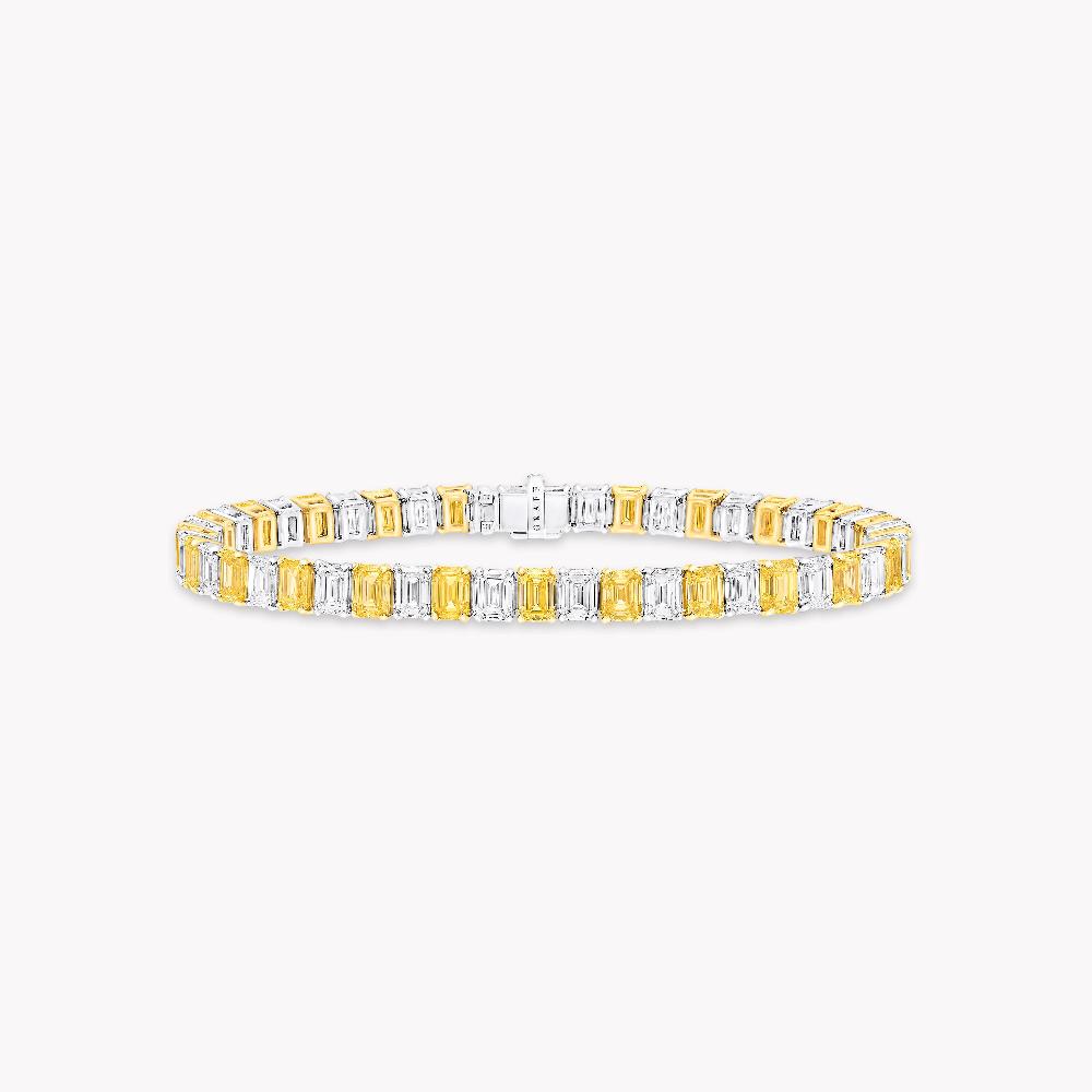 graff fragrances Emerald Cut Yellow and White Diamond Bracelet