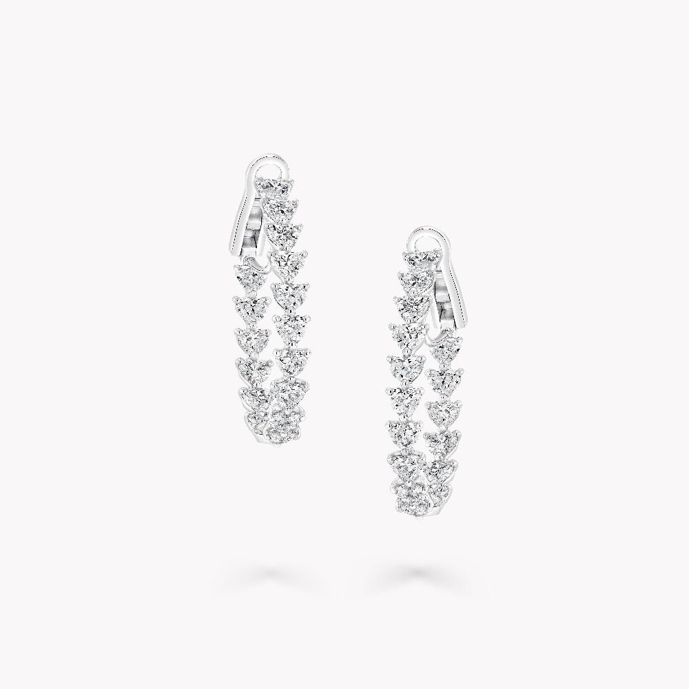 graff fragrances Heart Shape Diamond Hoop Earrings