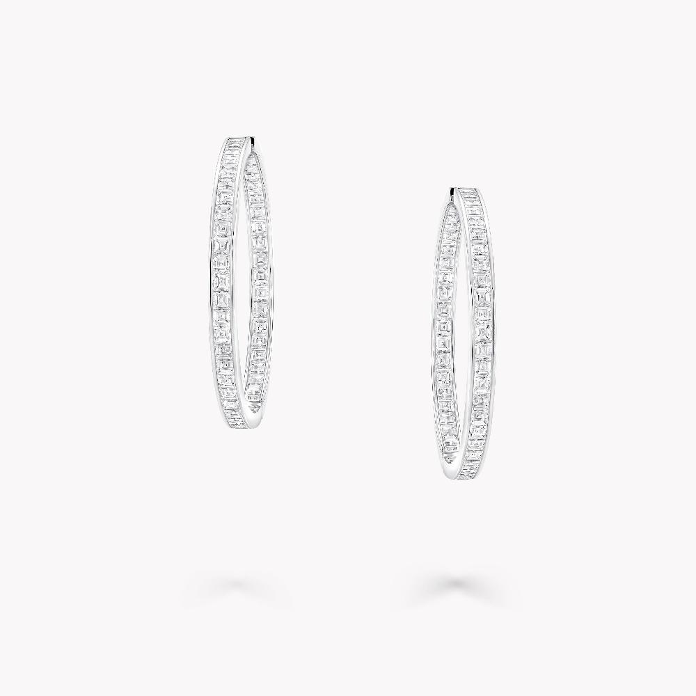 graff fragrances Square Cut Diamond Hoop Earrings