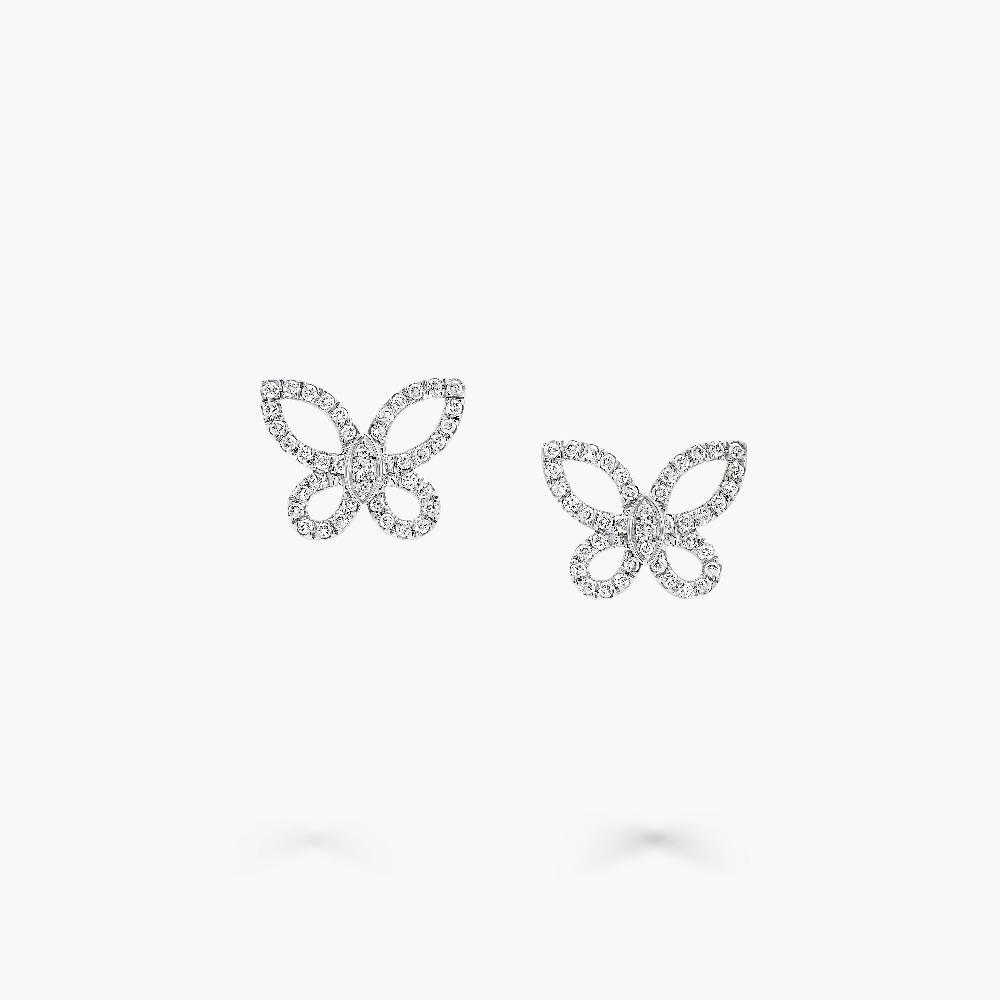 graff fragrances Mini Butterfly Silhouette Diamond Earrings