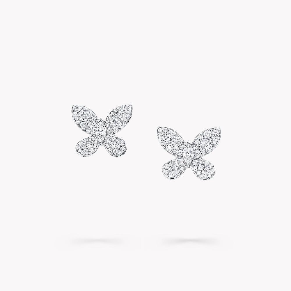 graff fragrances Pavé Butterfly Diamond Small Stud Earrings