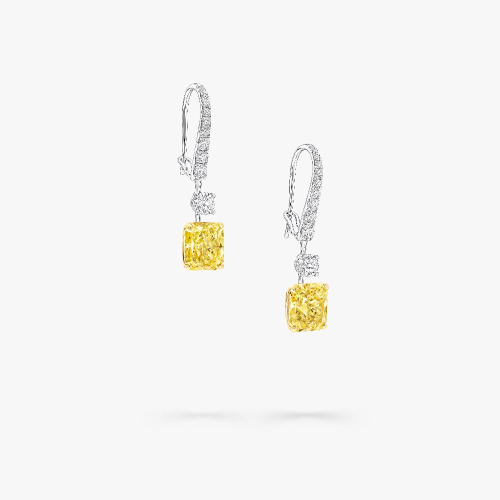 Graff Fragrances Radiant Cut Yellow Diamond Solitaire Earrings