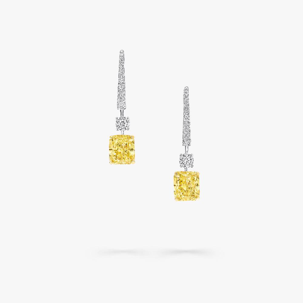 graff fragrances Radiant Cut Yellow Diamond Solitaire Earrings