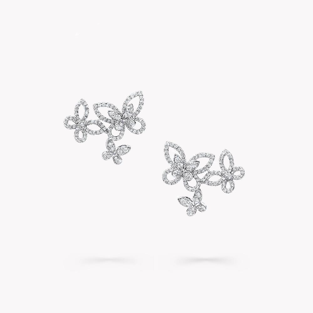 graff fragrances Triple Butterfly Silhouette Diamond Earrings