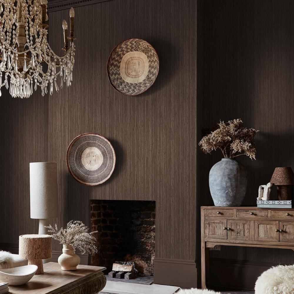 Graham & Brown Abigail Ahern Fibre Stripe Chocolate Wallpaper