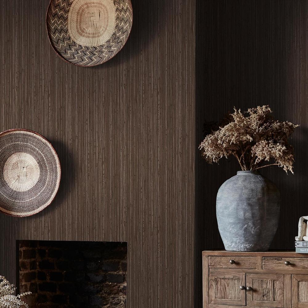 graham & brown Abigail Ahern Fibre Stripe Chocolate Wallpaper