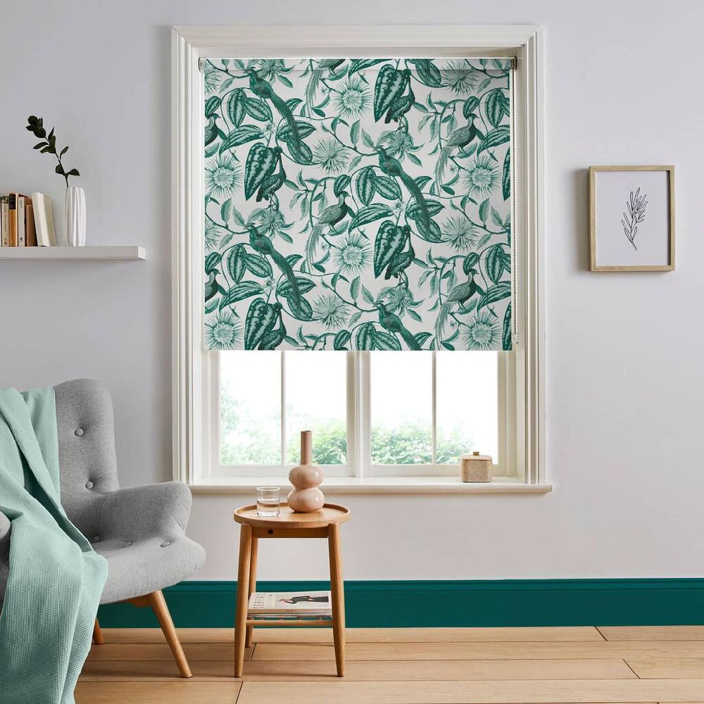 graham & brown Amherst's Garden Teal Sage Roller Shade