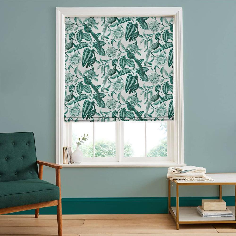 graham & brown Amherst's Garden Teal Sage Roman Shade