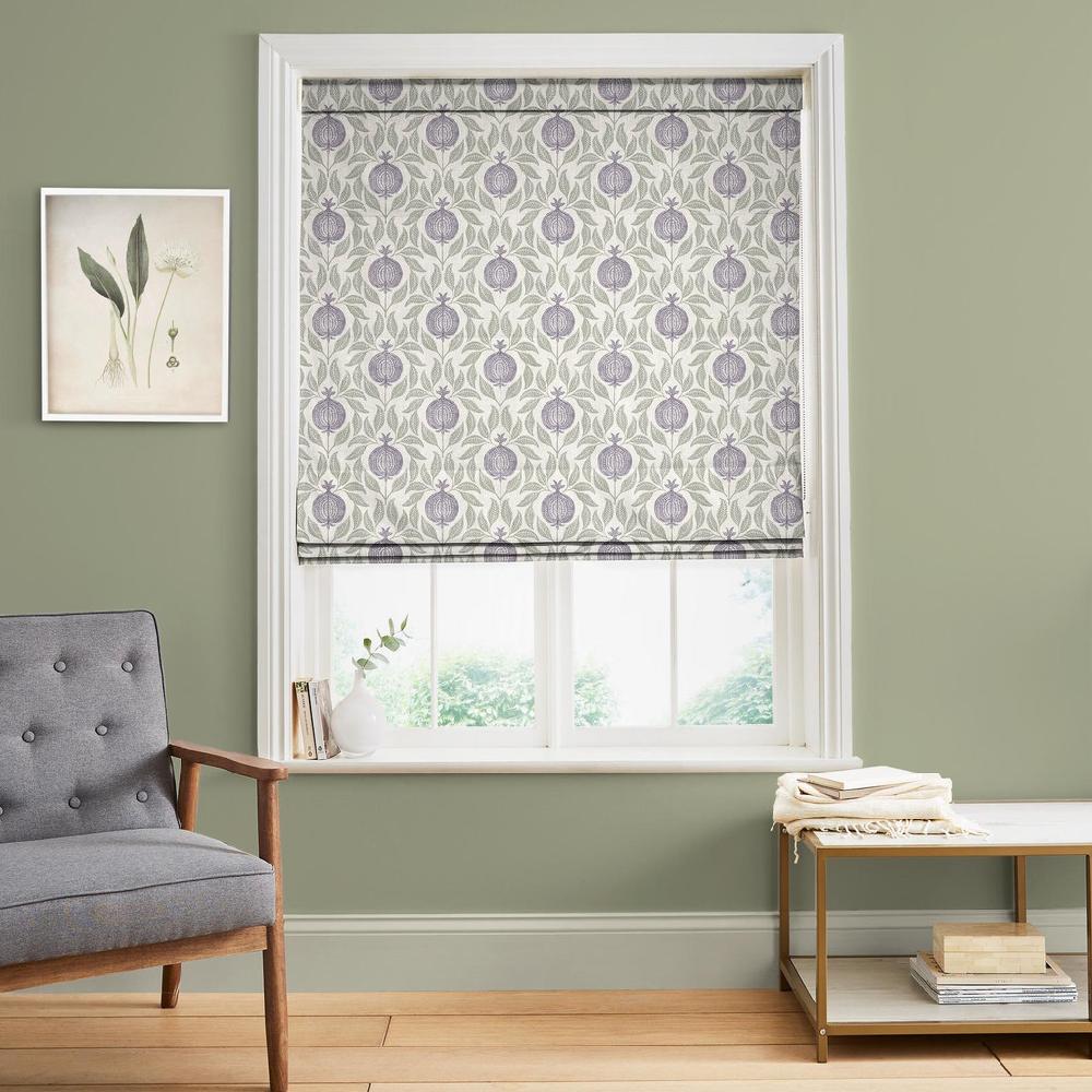 graham & brown Apple of Grenada Purple and Sage Roman Blind