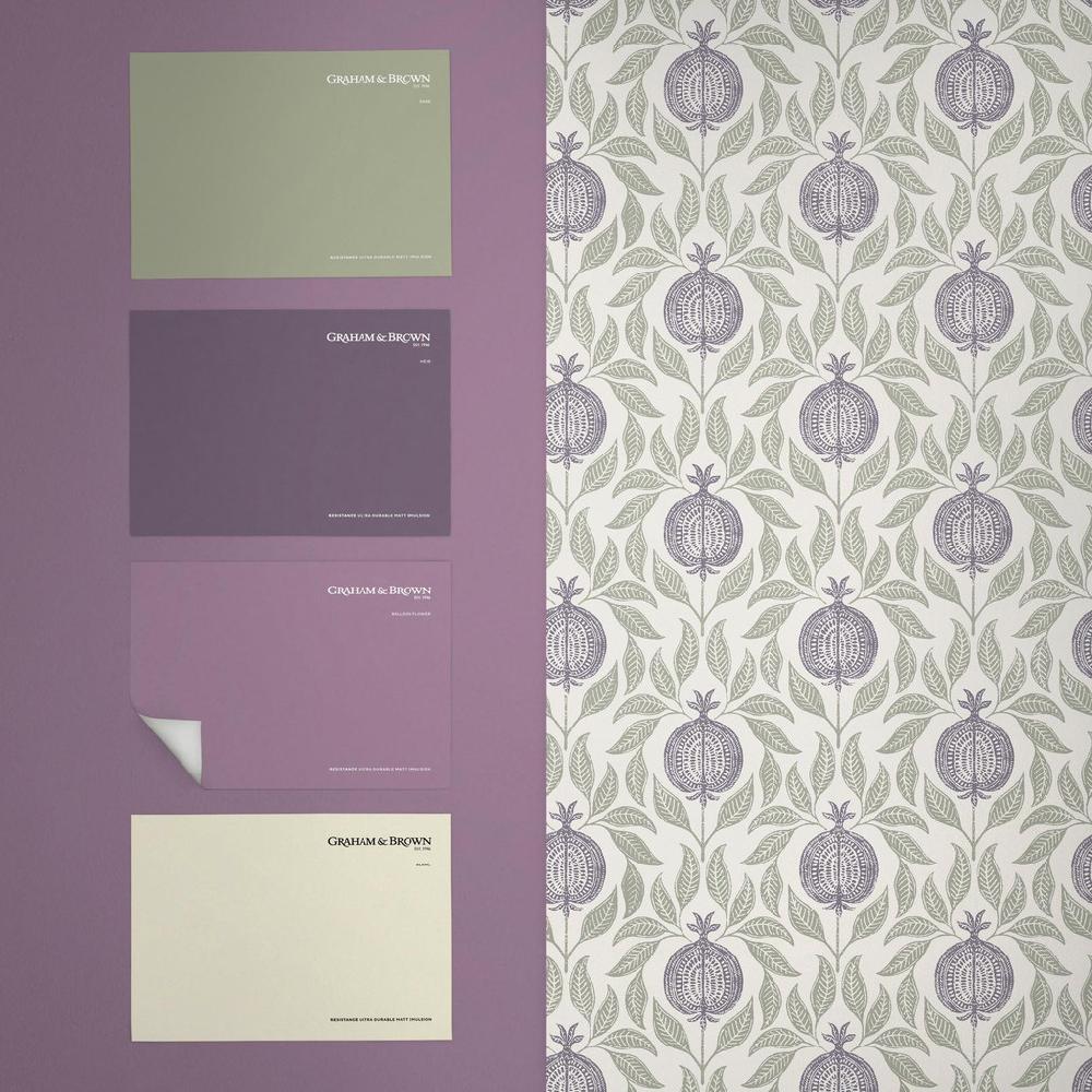 Graham & Brown Apple Of Grenada Purple & Green Wallpaper
