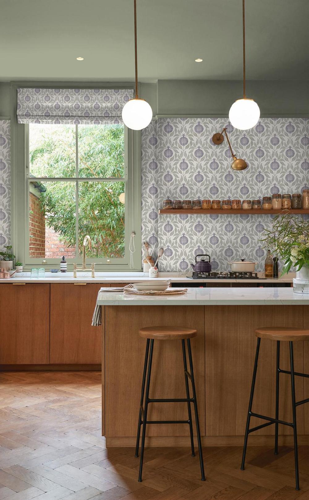 graham & brown Apple of Grenada Purple & Green Wallpaper