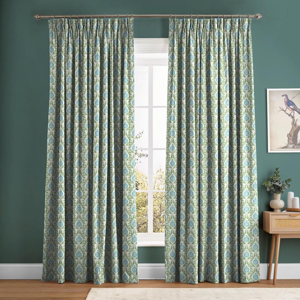 graham & brown Apple of Grenada Sky Blue and Green Curtain