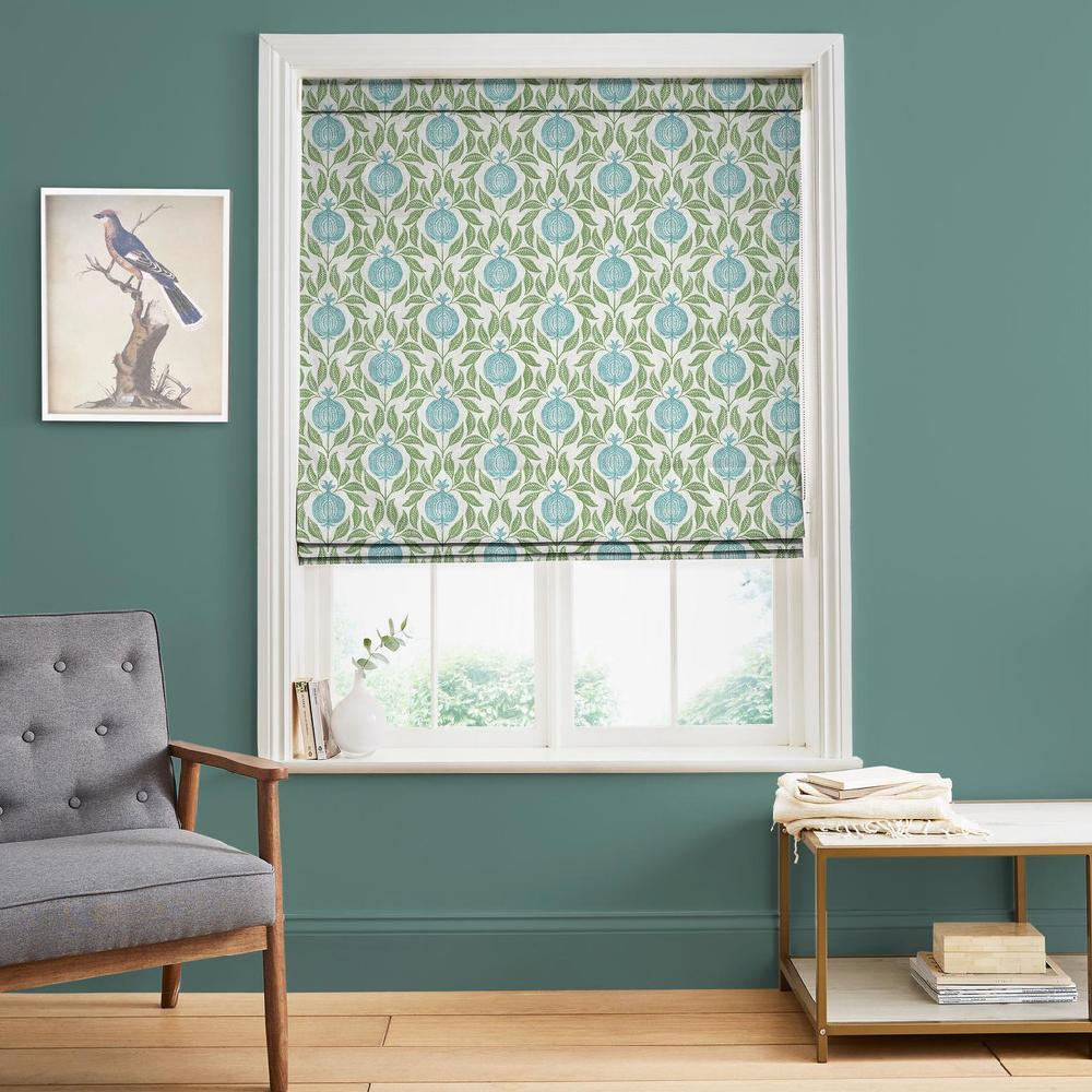 graham & brown Apple of Grenada Sky Blue and Green Roman Blind