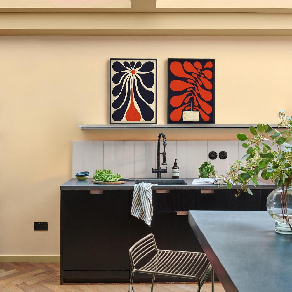 Graham & Brown Bold Abstract Flowers II Red And Black Wall Art