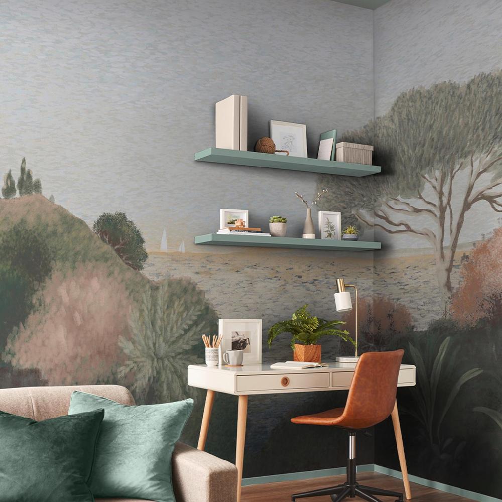 graham & brown Coastal Horizon Green Muted Pinks Bespoke Mural