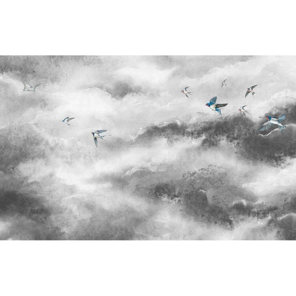 Graham & Brown Flight Of Swallows Storm Bespoke Mural