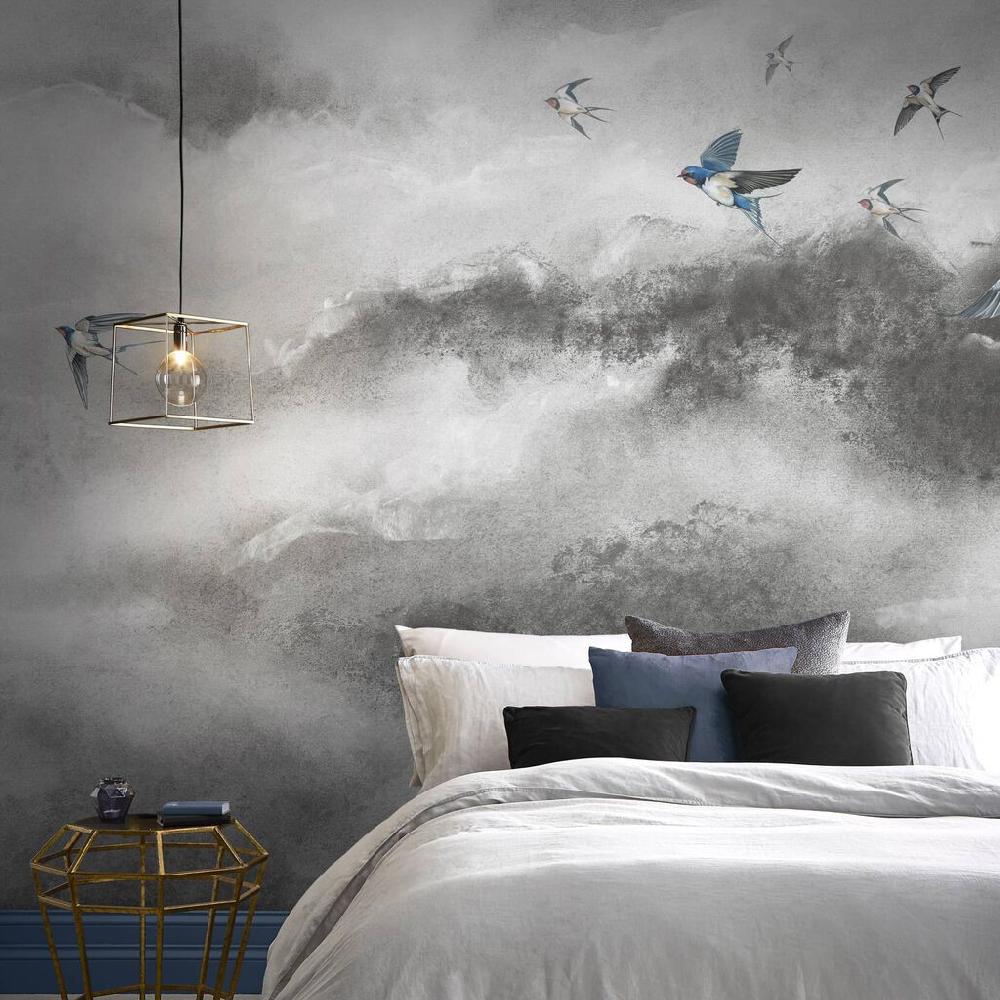 graham & brown Flight of Swallows Storm Bespoke Mural
