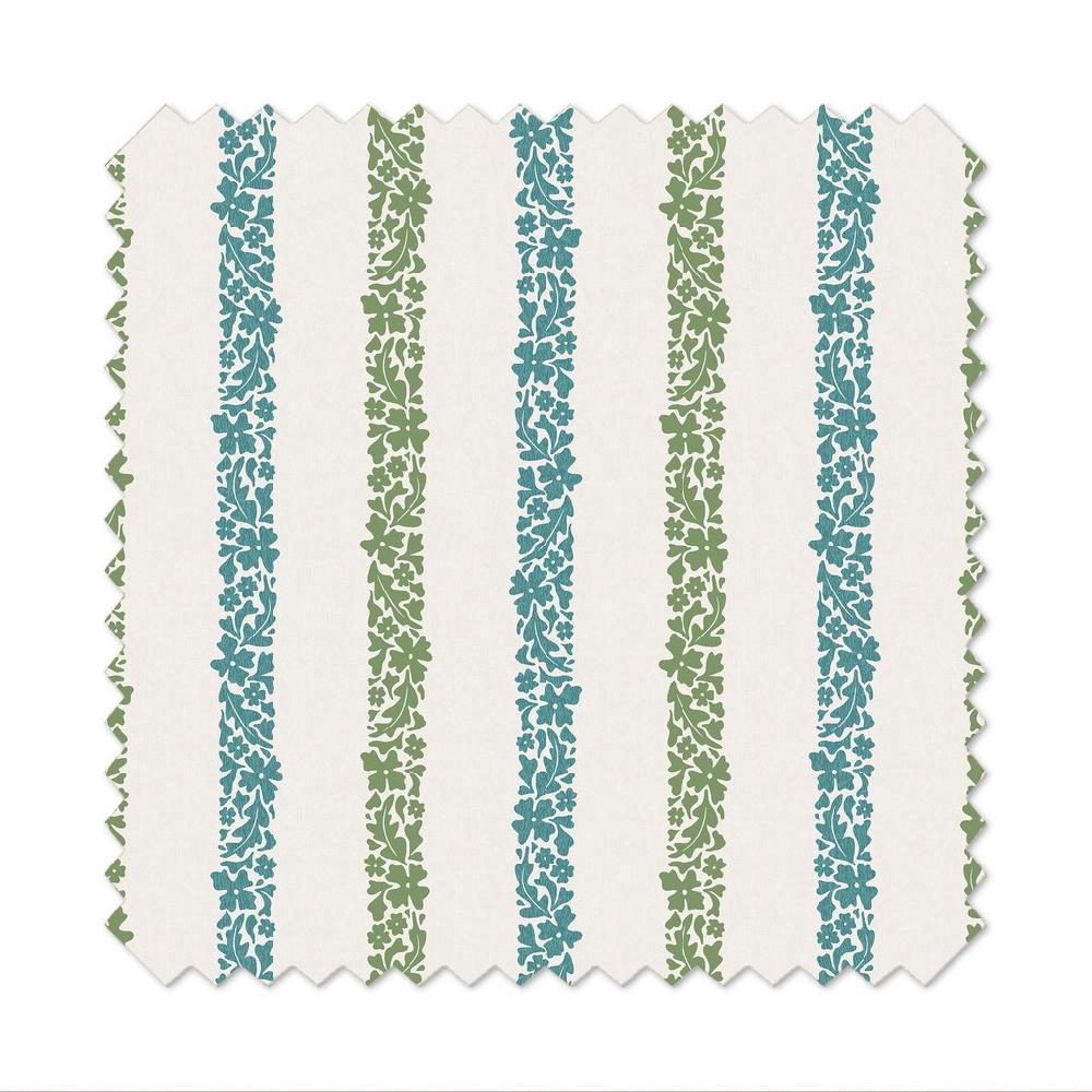 Graham & Brown Floral Boheme Stripe Bright Blue And Green Curtain