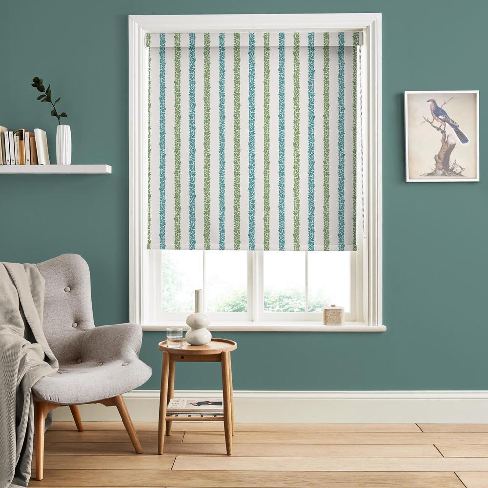 graham & brown Floral Boheme Stripe Bright Blue and Green Roller Blind