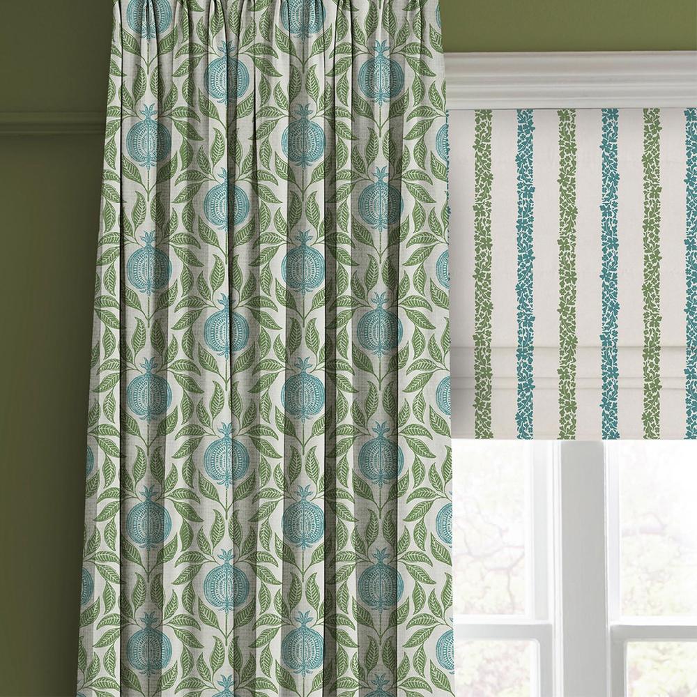Graham & Brown Floral Boheme Stripe Bright Blue And Green Roman Blind