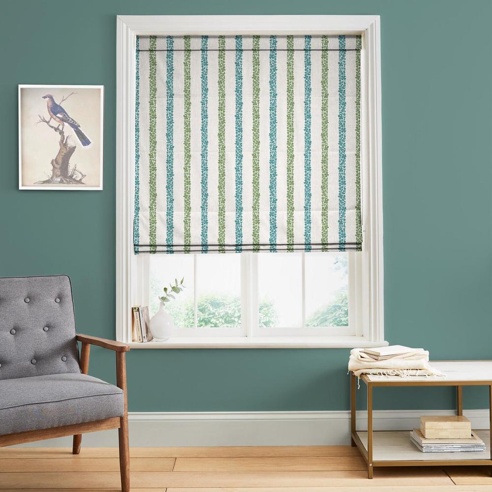 graham & brown Floral Boheme Stripe Bright Blue and Green Roman Blind