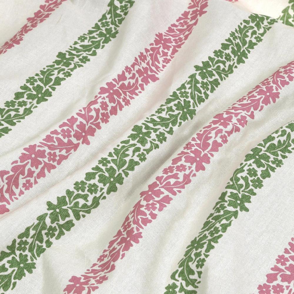 Graham & Brown Floral Boheme Stripe Pink And Green Curtain